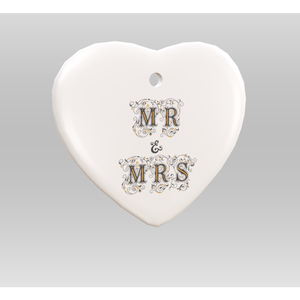Mr and Mrs est 2026 <b>Heart</b> Shaped Porcelain Keepsake <b>Ornament</b> For Romantic Gift And Wedding Decoration - Product Image 2