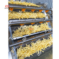 Nieuwe industriële machine voor hoge productie van roestvrijstalen commerciële frieten en aardappelchips met opties voor verse aardappelen en fruit.