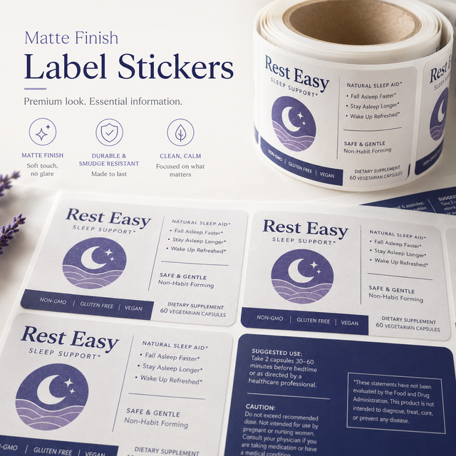 Roll Food Jars Cans Custom Medicine Bottle Oil Proof Vinyl Plastic Printing Packaging Other Label Wholesale Labels Sticker
