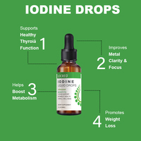 Gouttes d'iode d'usine de marque privée OEM, complément liquide d'iode pour la thyroïde, soutien à l'immunité énergétique pour adulte