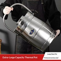 Conteneur alimentaire isotherme en acier inoxydable 5L 6.5L 8L 10L Grande capacité Seau à soupe thermique Boîte à lunch commerciale avec poignée