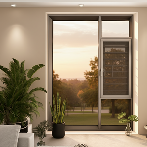 <span class=keywords><strong>Ventanas</strong></span> Plegables Modernas con Marco de Aluminio Negro, Insonorizadas, con Malla de Acero Inoxidable para Jardín, Baños y Dormitorios - Product Image 1