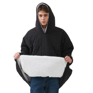 Vente en gros de sweat-shirt à capuche unisexe <span class=keywords><strong>Sherpa</strong></span> imperméable et long surdimensionné personnalisé avec fermeture éclair pour la maison - Product Image 1