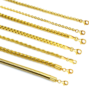 Chaîne de collier en acier inoxydable en gros pour femmes, plaquée or PVD, pour la fabrication de bijoux - Product Image 1