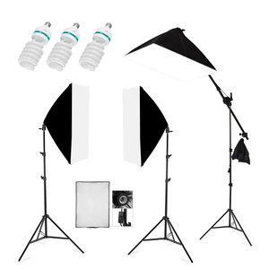 Kit <span class=keywords><strong>de</strong></span> Iluminación para Fotografía con Softbox Tipo Hongo E27 para Transmisión en Vivo, 50x70, Soporte para una Sola Lámpara - Product Image 1