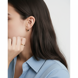 ต่างหูห่วงทรงเรขาคณิตชาร์ลอตต์ เทรนดี้ ชุบทอง ทำจากโลหะผสมและทองแดง ประดับมุกและเพชร เหมาะสำหรับงานปาร์ตี้และเป็นของขวัญ - Product Image 1