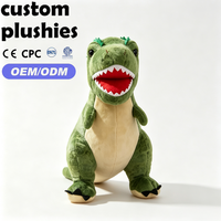 Jouet T-Rex vert personnalisé à bas prix, peluche de dinosaure de haute qualité avec yeux en plastique, cadeau pour les amateurs de dinosaures