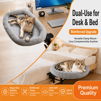 Hamac de lit pour chat en peluche, table pliante avec deux clips pour accrocher près du lit - Conception à double usage