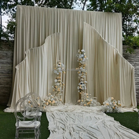 Arche de mariage en métal blanc SMS Event Supplies, cadre en métal en forme de S, toile de fond incurvée avec tissu de rideau
