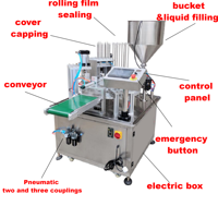 Machine de remplissage et de bouchage multifonction entièrement automatique pour bols, tasses, pâtes, yaourts, poudings, boules de lait, sauces et liquides