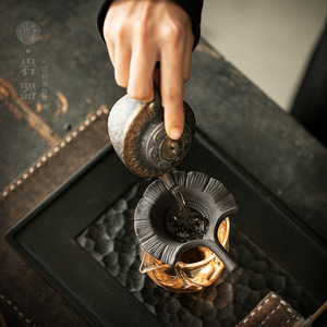 Passoire à thé Zisha en forme de feuille d'abricot, maille fine, pour cérémonie du thé, usage domestique ou au bureau - Product Image 2