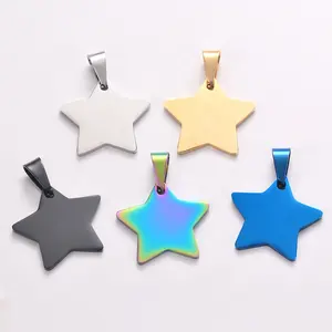 Manufacturers Directly Supply Stainless Steel Star Necklace Pendant Tag DIY Lettering Five-pointed Star Dog Tag Cat Pet ID Tag