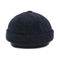 Gorra de béisbol con logotipo de etiqueta tejida sin ala, sombrero Docker de algodón de pana negra, gorras Sin borde personalizables, sombreros para hombres