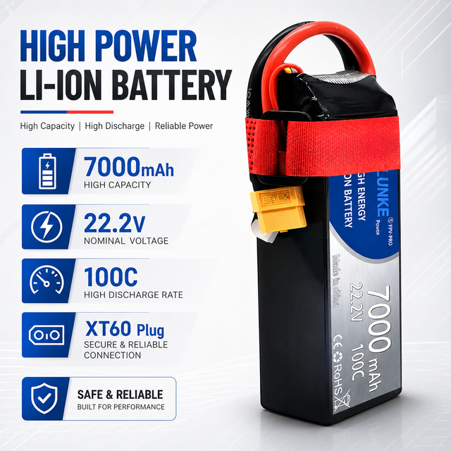 6S 22.2V 7000mAh 100C High Discharge Lipo Battery with XT60 EC5 Plug for RC Quadcopter Helicopter Airplane Car Boat 102050