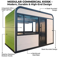 Kiosque alimentaire modulaire préfabriqué personnalisé, design moderne respirant, structure en acier, café en plein air, stand de vente au détail, garantie 1 an