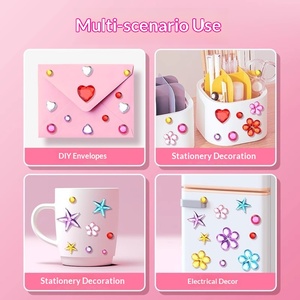 Autocollants en plastique pour enfants, autocollants en forme de gemmes, autocollants en cristal pour le visage, autocollants de dessins animés, autocollants de princesse pour filles, 3D, jouet pour le festival du 1er juin - Product Image 4