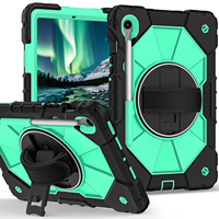 Étui antichoc robuste pour Samsung Tab S9 S9FE S10FE S10 Lite PC+Silicone avec support rotatif, porte-stylet, bandoulière et dragonne