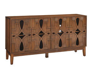 Mid Century Modern Solid Wood <b>Kitchen</b> <b>Sideboard</b> Buffet Cabinet with 4 Doors TV Media Console and Storage - Product Image 5