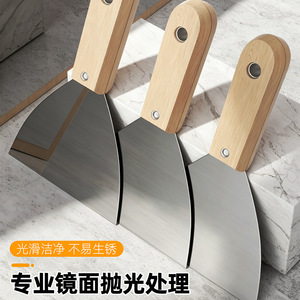 มีดโป๊วสแตนเลส ด้ามไม้บีช ใบมีด 100 มม. ผิวเงาแบบมืออาชีพ สำหรับงานซ่อมแซม DIY - Product Image 1