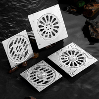 Siphon de sol carré moderne 10x10cm en acier inoxydable, anti-odeur, invisible, à insérer dans les carreaux, pour salle de bain d'hôtel