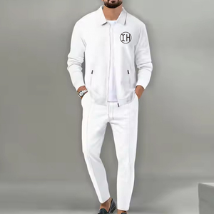Nuovissimo Design: Completo Sportivo da <span class=keywords><strong>Uomo</strong></span> con Giacca a Maniche Lunghe e Zip, Set 2 Pezzi per Palestra e Fitness, <span class=keywords><strong>Tuta</strong></span> in Cotone <span class=keywords><strong>Slim</strong></span>-<span class=keywords><strong>Fit</strong></span>, Abbigliamento Casual - Product Image 6