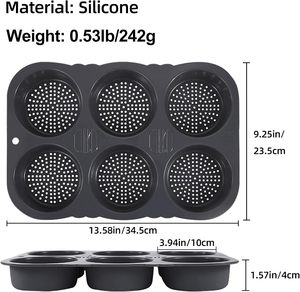 Molde de Silicona de 6 Cavidades para Panecillos de Hamburguesa, Molde para Hornear Panecillos, Muffins y Rollos de Canela, para Pan Casero - Product Image 2