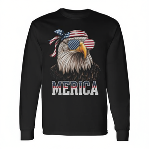 T-shirt a maniche lunghe America Eagle Merica con design patriottico del 4 luglio - Product Image 2