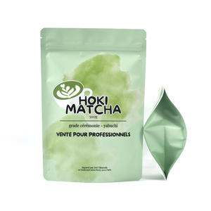 Pochette debout incassable refermable personnalisée avec conception pour sacs d'emballage en plastique de poudre de Matcha 500g - Product Image 1
