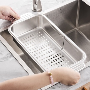 Panier <span class=keywords><strong>pliable</strong></span> en acier inoxydable pour le lavage des légumes et passoires au-dessus de l'évier - Product Image 1