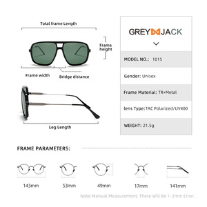 Nouvelles lunettes de soleil pour hommes à monture large, en TR90 et métal, noires, polarisées UV400, légères, type 3, verres TAC - Product Image 4