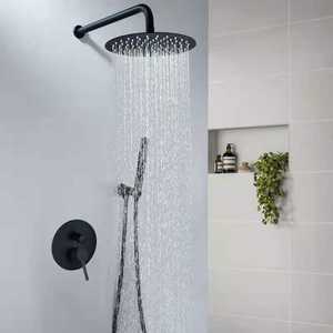 Ensemble De douche dissimulé en laiton, noir mat, 2 fonctions, haut rond, offre spéciale, - Product Image 2