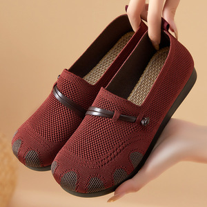 Women's Breathable Comfort Soft-Sole Knitted Sneakers Lightweight <b>Basketball</b> Style Hollow Mesh Flats for Summer Sports <b>Shoes</b> - Product Image 2