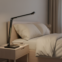 Lampe de bureau électrique ABS contemporaine et simple avec veilleuse, double gradation flexible, lampe de lecture de table DC moderne pour chambres