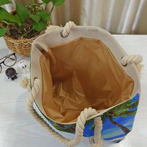 Sac fourre-tout d'été en toile de coton tendance 2026, grande capacité, imprimé tropical, pour femme, personnalisable - Product Image 3