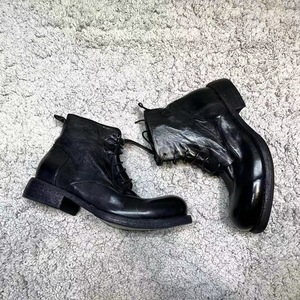 Chaussures pour hommes en cuir lavé, style vintage et vieilli - Mocassins avec design respirant - Product Image 5