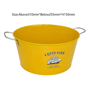 Custom Logo Yellow Oval Metal Ice <b>Bucket</b> With Two Handles Whisky Beer Cooling <b>Tin</b> for Bar Party Beverage Storage - Product Image 6