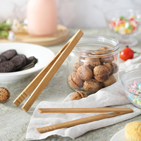 Pinces à pain en bambou réutilisables, écologiques, légères, durables, pinces à glaçons, pinces à salade, pinces à barbecue, pinces à nourriture, 8 pouces x 1,77 pouces