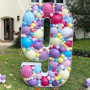 Boda Niños cumpleaños fiesta decoración globos rellenos mosaico gigante blanco acrílico letras números