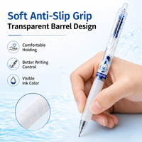 Stylo gel noir en plastique de 0,5 mm, rétractable, avec grip antidérapant, vente en gros, fournitures scolaires pour étudiants