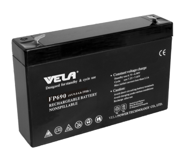 VELA FP690 Rechargeable 6V 9AH Sealed VRLA Lead Acid Battery with Free Maintenance for UPS and Toys