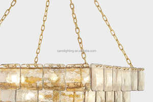 Regal 29 Lumières <span class=keywords><strong>Vintage</strong></span> Feuille D'or Lustre En Verre Carré Plafonnier <span class=keywords><strong>Suspension</strong></span> pour Intérieur Maison Villa Décor <span class=keywords><strong>Suspension</strong></span> - Product Image 5