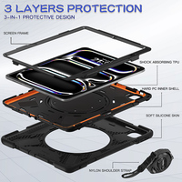 Casing tablet silikon tugas berat, sarung HP kasar untuk iPad Pro 13 2024 anti syok dengan tali bahu dan pegangan kickstand bergigi