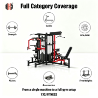 Module d'entraînement quatre positions pour centre de fitness avec presse à jambes, station de musculation à double tour de poids, banc extensible et module de tirage pectoral