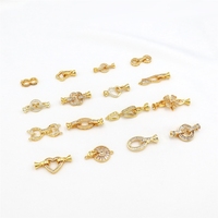 Manik-manik zirkon bulat tahan warna emas asli 18k dengan pengait ujung untuk aksesori perhiasan mutiara gelang kalung DIY bahan B68.