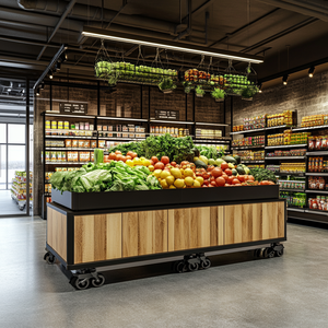 رفوف مخصصة بإطار معدني متعدد الطبقات لمتاجر السوبر ماركت رفوف عرض للفواكه والخضروات متحركة - Product Image 3