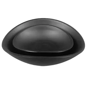 New design high quality cheap plastic melamine oval deep black meal plate