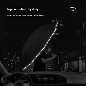 Paraguas de viaje grande y moderno completamente automático, protección UV, diseño plegable reflectante inverso para hombres y mujeres, lluvia solar de doble uso - Product Image 5