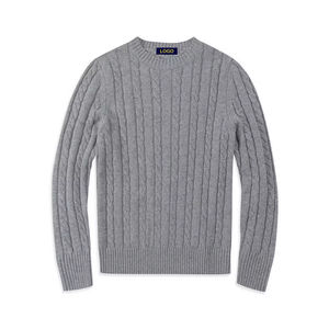 Pull en coton pour homme avec logo brodé, logo <span class=keywords><strong>de</strong></span> cheval Ra, tricoté en câble avec col rond pour homme - Product Image 3