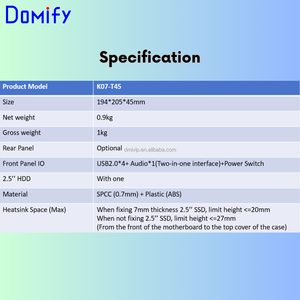 Thùng máy tính để bàn <span class=keywords><strong>mini</strong></span> ITX công nghiệp K07 Factory Custom Slim, kiểu dáng nhỏ gọn, khung máy đứng CFF, PC <span class=keywords><strong>mini</strong></span> bền chắc, chất liệu kim loại & nhựa, cửa sổ nhỏ, hàng có sẵn - Product Image 6