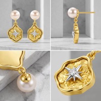 Pendientes de latón chapado en oro personalizados Mylove con perlas blancas y circonitas, diseño de estrella del norte, colgantes vintage para boda, venta al por mayor a granel